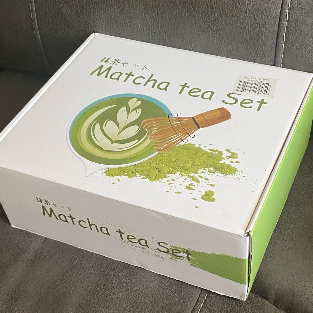 6 Pieces Green Matcha Kit for Matcha Lover Tea Ceremony White Ceramic Bamboo